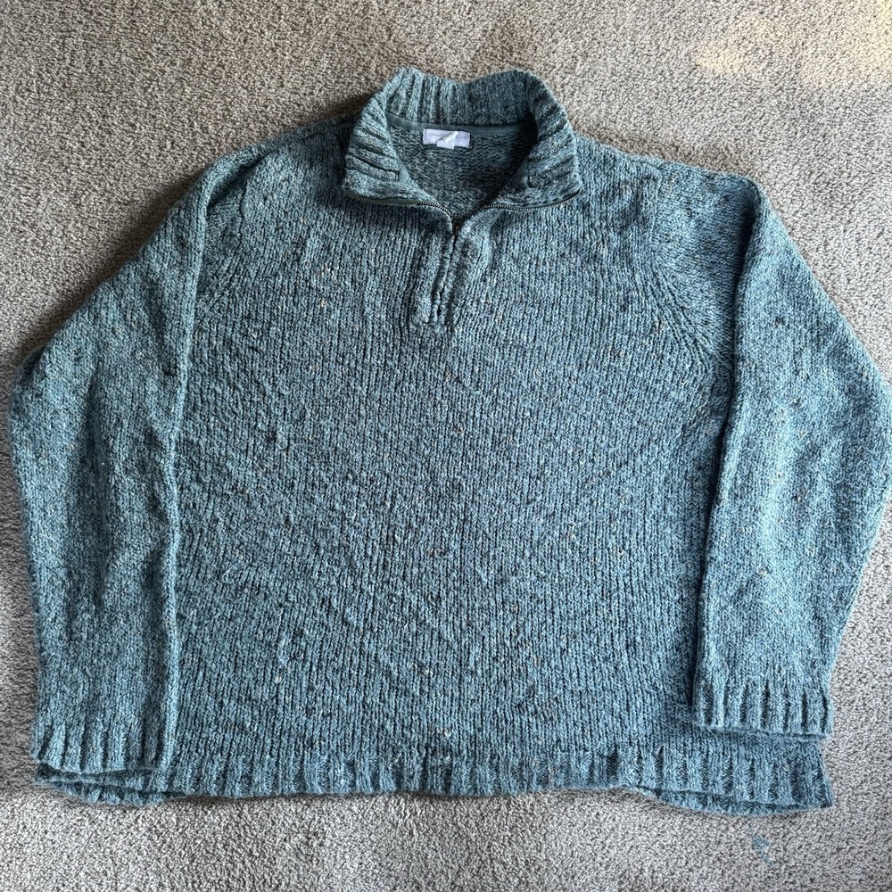 Charter Club Women's 2X Plus Blue Knit Mock Neck 1/4 Zip Pullover Sweater